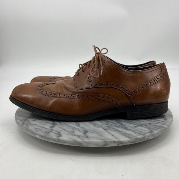 Cole Haan Dress Shoes Mens 13 British Tan Montgomery Wing Oxford Lace Up C20237 - Picture 4 of 12